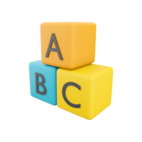 3d abc blokken Verbinden decoupeerzaag puzzel. bedrijf samenspel symbool en baby kind intelligentie- ontwikkeling concept, medewerking, vennootschap. 3d renderen blokken abc verbinding puzzel icoon png