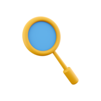 3D rendering magnifying glass. The concept of discovery, research, search, analysis. 3D rendering magnifying glass icon. png