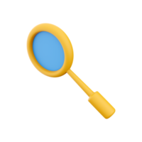 3D rendering magnifying glass. The concept of discovery, research, search, analysis. 3D rendering magnifying glass icon. png