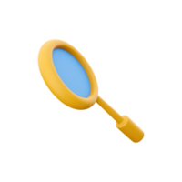 3D rendering magnifying glass. The concept of discovery, research, search, analysis. 3D rendering magnifying glass icon. png