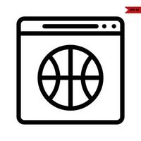 basket ball in monitor line icon vector