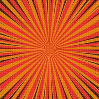 Orange comic book page background in pop art style with empty space. Template with rays, dots and halftone effect texture. Vector illustration
