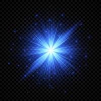 Light effect of lens flares. Blue glowing lights starburst effects with sparkles vector