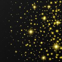 Gold backdrop with stars and dust sparkles isolated on dark vector