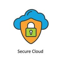 Secure Cloud  Vector Fill outline Icons. Simple stock illustration stock