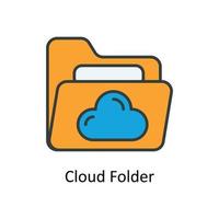 Cloud Folder Vector Fill outline Icons. Simple stock illustration stock