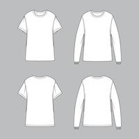 White T-shirt Template in Short and Long Sleeve vector