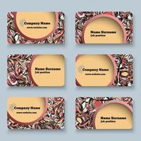 Set of Red Vector Business Card. Six Abstract Visiting Cards.