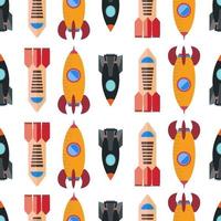 Seamless pattern with space rocket. Vector illustration.