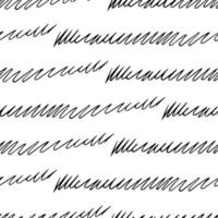 Seamless pattern with black pencil brushstrokes in abstract shapes on white background. Vector illustration