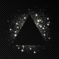 Triangle frame with silver glitter on dark background. Empty background. Vector illustration.