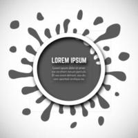 Dark Hand Drawn Paint Splash with small splashes and white circle with place for your text. Vector illustration