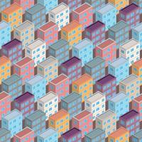 Isometric building seamless pattern. Urban architecture concept background. City buildings in isometric style. Vector illustration.