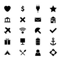conjunto de veinte negro y blanco sencillo iconos vector ilustración