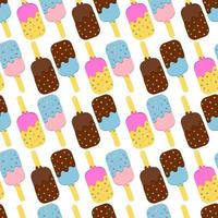 patrón de helado colorido transparente. postre helado en un palo de madera. ilustración vectorial vector