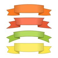 Set of four multicolor ribbons and banners for web design. Great design element isolated on white background. Vector illustration.
