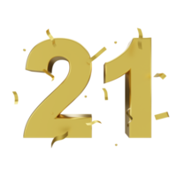 gold 21 number with confetti png