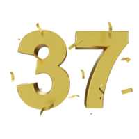 oro 37 numero con coriandoli png