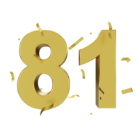 Gold 81 Nummer mit Konfetti png