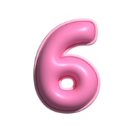 número 6 6 rosado alfabeto lustroso png