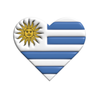 Uruguay cœur drapeau forme. 3d rendre png