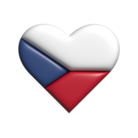 Czech republic heart flag shape. 3d render png