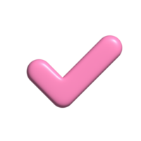Checklist mark icon pink. 3d render png