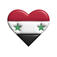 Siria cuore bandiera forma. 3d rendere png