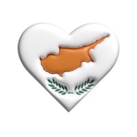 Cyprus heart flag shape. 3d render png