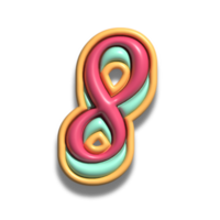number 8 glossy 3d font png