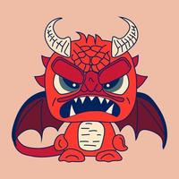 Vector Stock Illustration isolated Emoji character cartoon dragon dinosaur angry  sticker emoticon for site, info graphics, video, animation, websites, mail, newsletters, reports, comic