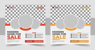 Real estate house social media post or square banner template vector