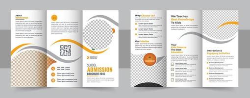 Kids back to school education admission trifold brochure template or kids academy brochure design vector