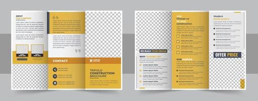 Construction trifold brochure template design, Construction business trifold brochure template, Real estate, construction trifold brochure template vector