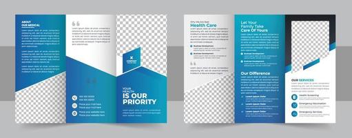 Medical Clinic Trifold Brochure Layout, Medical or healthcare trifold brochure template design vector