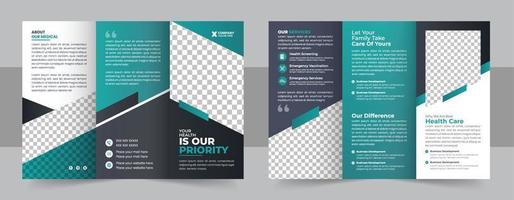 Medical Clinic Trifold Brochure Layout, Medical or healthcare trifold brochure template vector