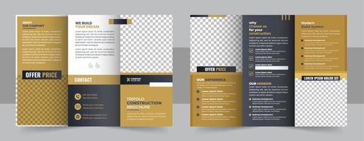 Construction trifold brochure template design, Construction business trifold brochure template, Real estate, construction trifold brochure template vector