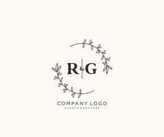 initial RG letters Beautiful floral feminine editable premade monoline logo suitable for spa salon skin hair beauty boutique and cosmetic company. vector