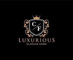 Initial CF Letter Royal Luxury Logo template in vector art for Restaurant, Royalty, Boutique, Cafe, Hotel, Heraldic, Jewelry, Fashion and other vector illustration.