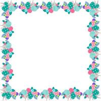 Easter flower wreath . Festive Easter frame with decorated eggs and flowers and symbols of bright Easter vector