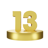 número 13 en el dorado podio png