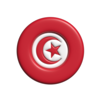 Tunisie ciculaire drapeau forme. 3d rendre png