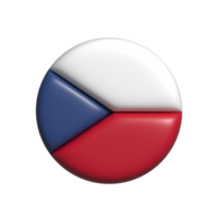 Czech republic circular flag shape. 3d render png