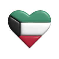 Kuwait Herz Flagge Form. 3d machen png