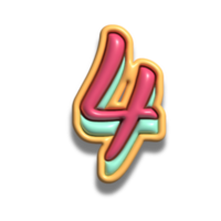 number 4 glossy 3d font png