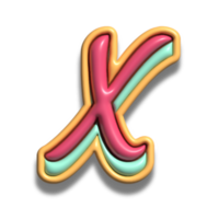 Letter X glossy 3d font png