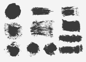 Hand drawn collection of abstract grunge brush strokes vector