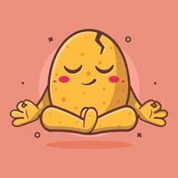 calm egg character mascot with yoga meditation pose isolated cartoon in flat style design vector