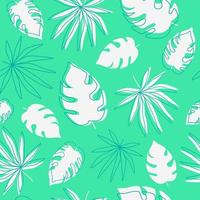 Modern green outline tropical abstract seamless pattern. Digital paper. Tropical monstera leaves, exotic abstract plants. Summer repeat background. vector