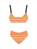 Summer beach swim wear, bikini, accessories. Underwear apparel. Summertime holiday concept. Retro fashion style. vector